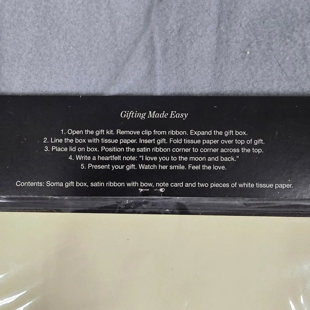 Gift Kit Cream Black Satin Ribbon‎ Tissue Paper Note Card